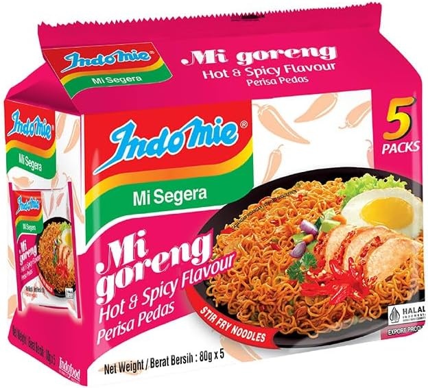 indomie mi goreng hot & spicy noodles 400 gm