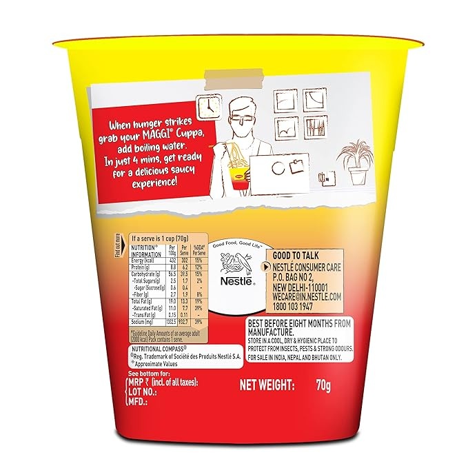 maggi chilly chow cuppa noodles 70.5 gm
