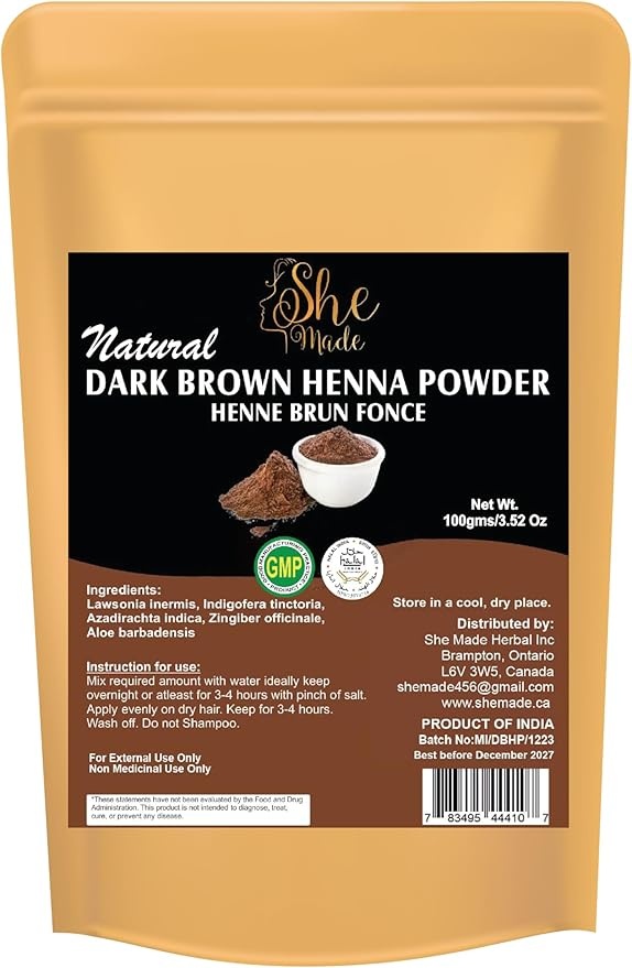 she made dark brown henna powder 100 gm
