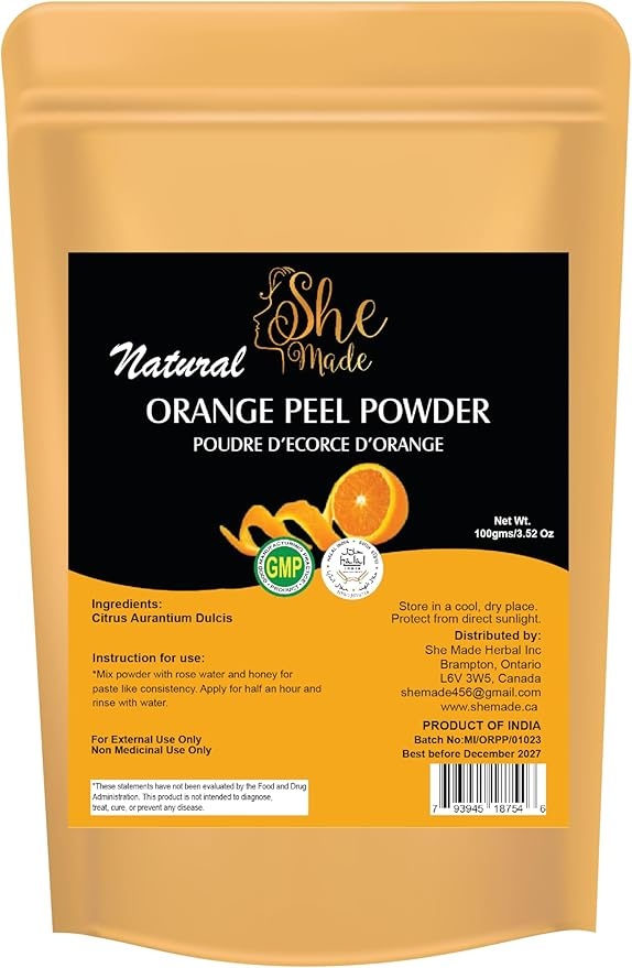 she made orange peel powder 100 gm