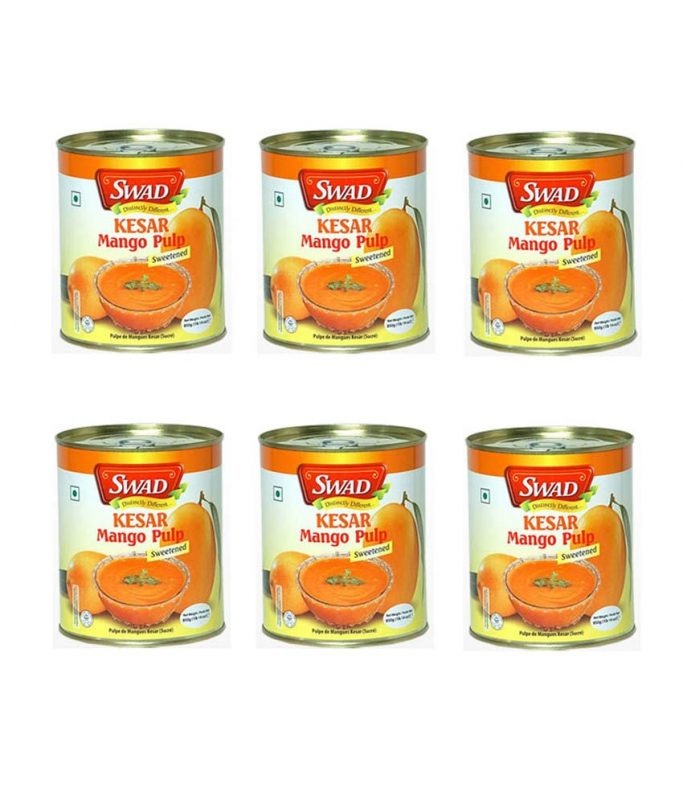 swad kesar mango pulp tray 6 x 850 gm