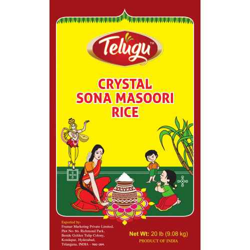 telugu crystal sona masoori rice 20lb