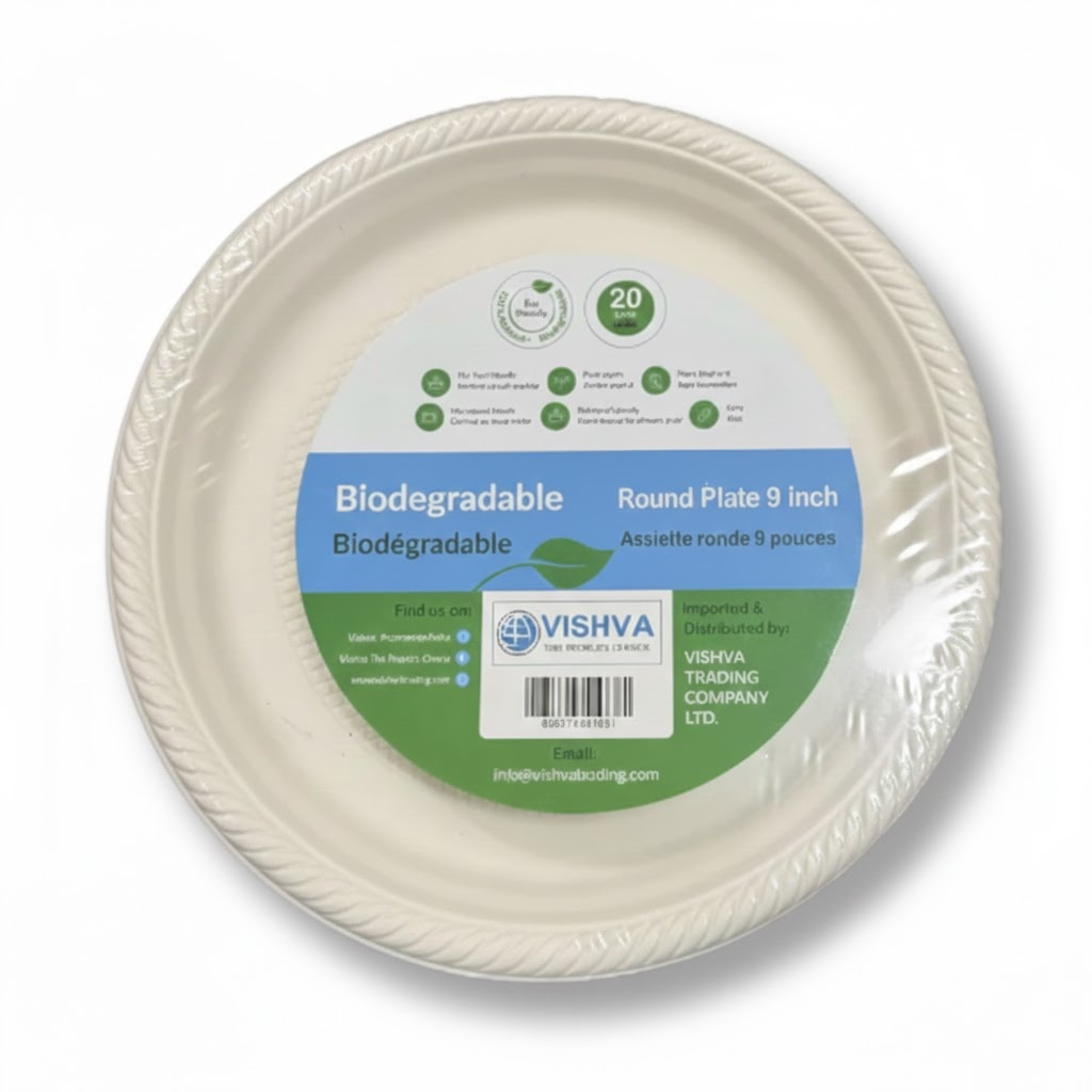 vishva biodegradable round plates 9 inch (20 pcs)